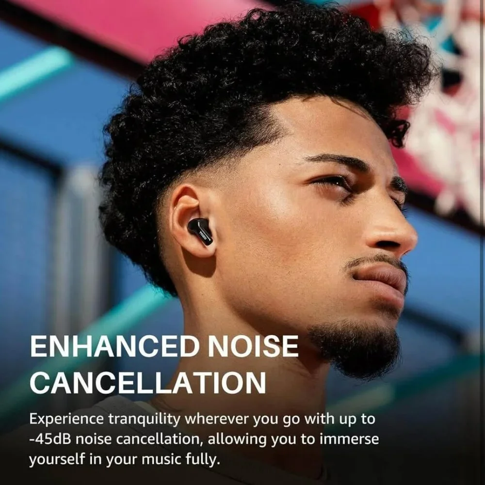 NEW Hybrid Active Noise Cancelling Wireless Bluetooth Earbuds with 6 Mics,LED